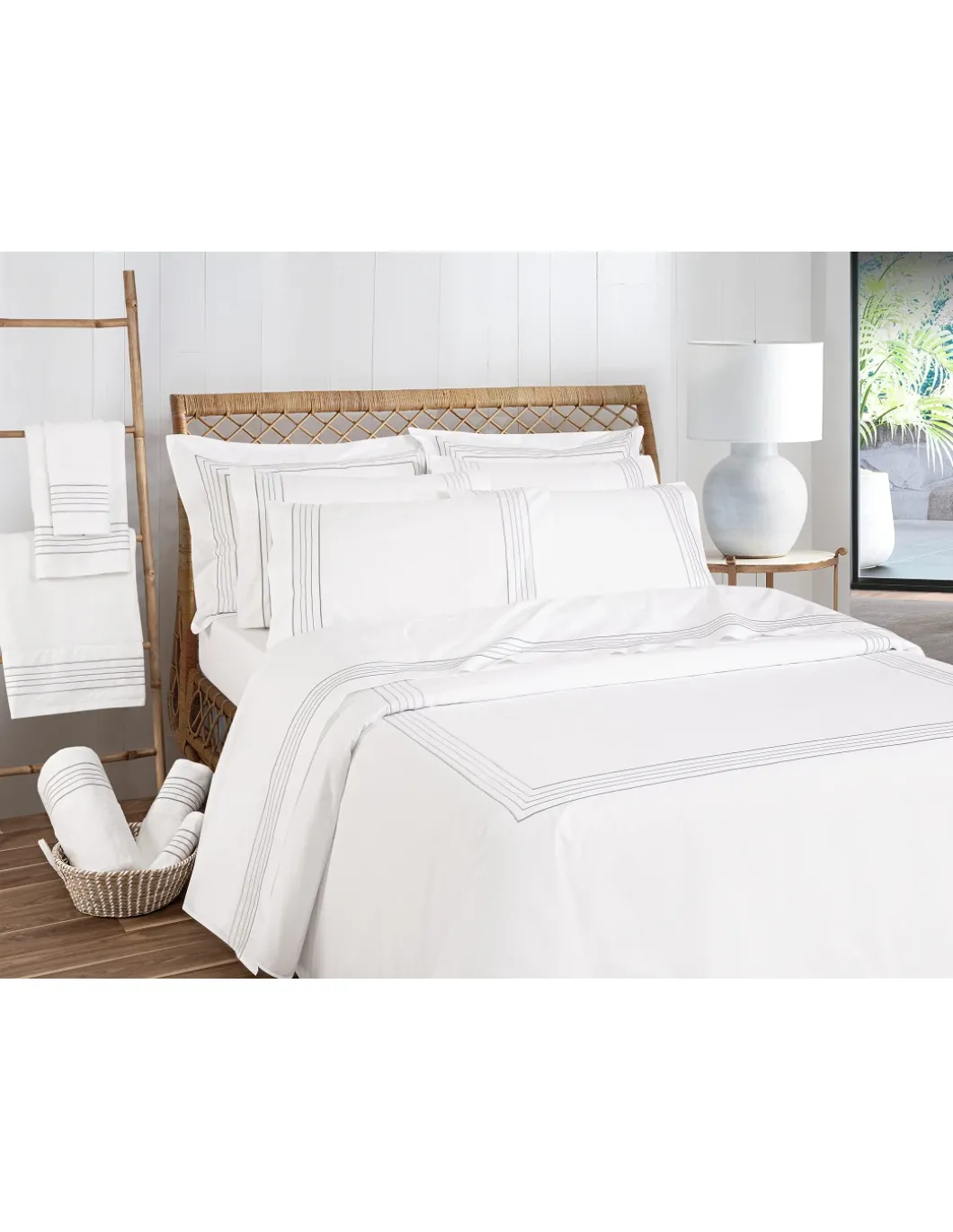 1000 Fios - Jogo de lençóis 100% algodão cetim branco - Rolex