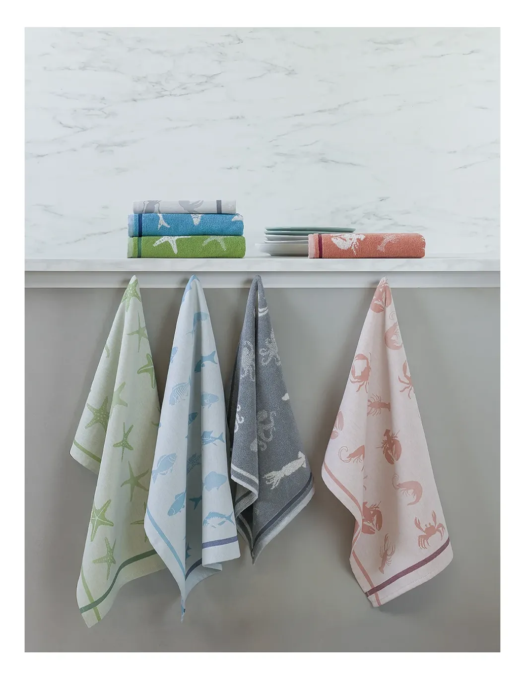 4 Panos de cozinha tela 70x50 cm - Panos cozinha 100% algodão 270 gr.- Sealife Lasa Home