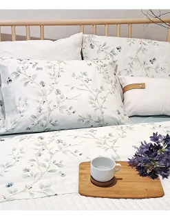 BEGE C/ ROSA Cama 150/160 cm - Jogo lençois 100% algodao percal - ASIAN FLOWER