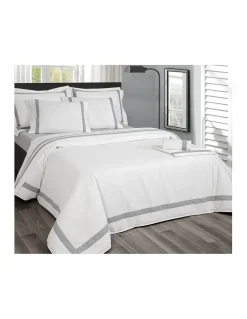 BRANCO / BRANCO C/ BARRA CINZA Jogo de lençóis 100% algodão penteado cetim 500 fios