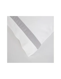 BRANCO / BRANCO C/ BARRA CINZA  Jogo de lençóis 100% algodão penteado cetim 500 fios