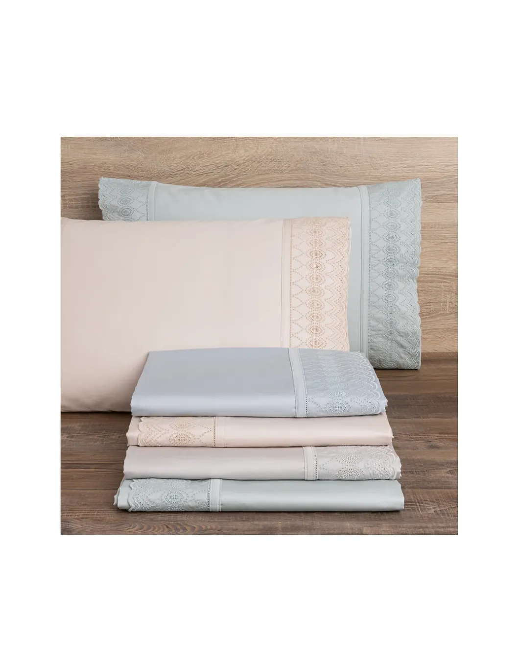 Cama 180x200 cm - Jogo de lençóis 100% algodón cetim 300 fios