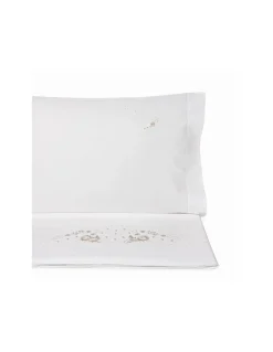 Cama 200x200 cm - Jogo de lençóis bordados da lixa - 100% algodão percal 200 fios