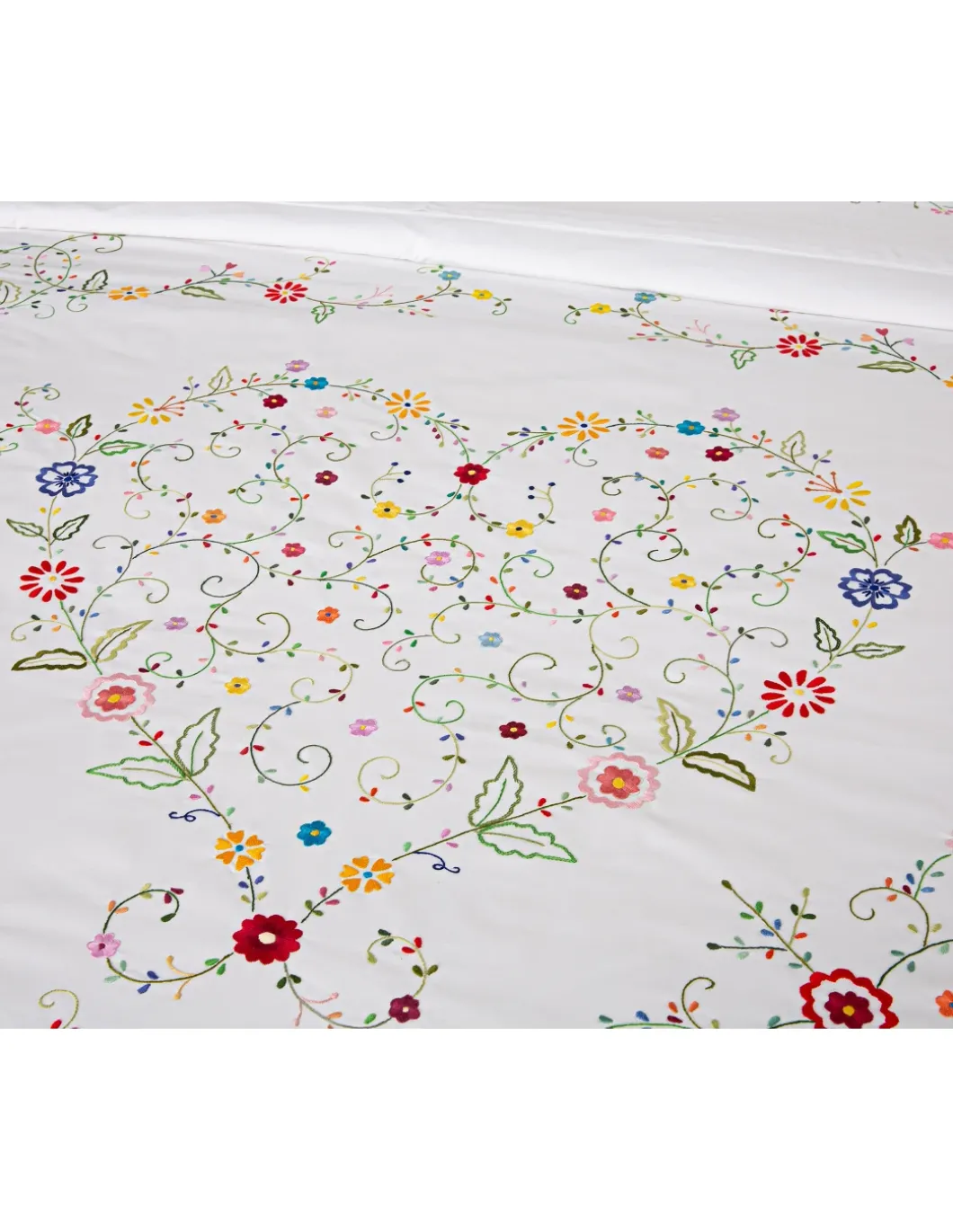 Capa P/ Edredão bordada a mão - Tecido 100% algodão percal branco