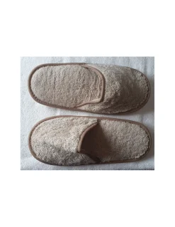 Chinelos de banho em algodão penteado extra suave cor taupe
