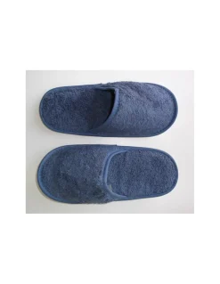 Chinelos de banho em algodão penteado extra suave cor azul marinho - Portugal Natura