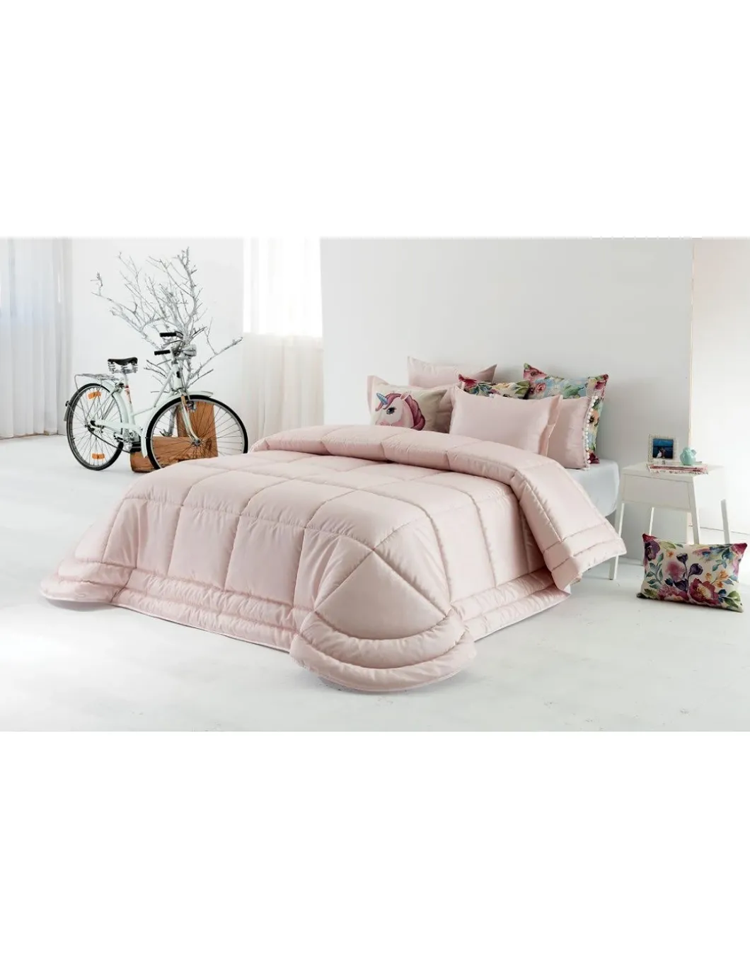 COLCHA VITORIA COR ROSA TACTO SEDA