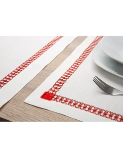 Individual de mesa 100% linho + 1 guardanapo de linho natal - Bordados da Lixa