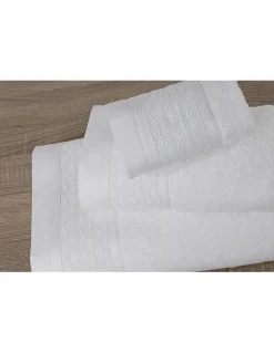 Jogo de 3 toalhas 100% algodão  600 gr./m2  - C/ renda aplicada