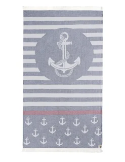 Pareo praia com franjas desenho jacquard 90x170 cm - Mundu