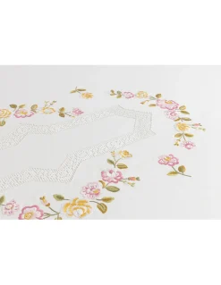 Toalha de mesa de linho bordada a mão 180x350 cm