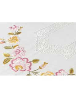Toalha de mesa de linho bordada a mão 180x350 cm