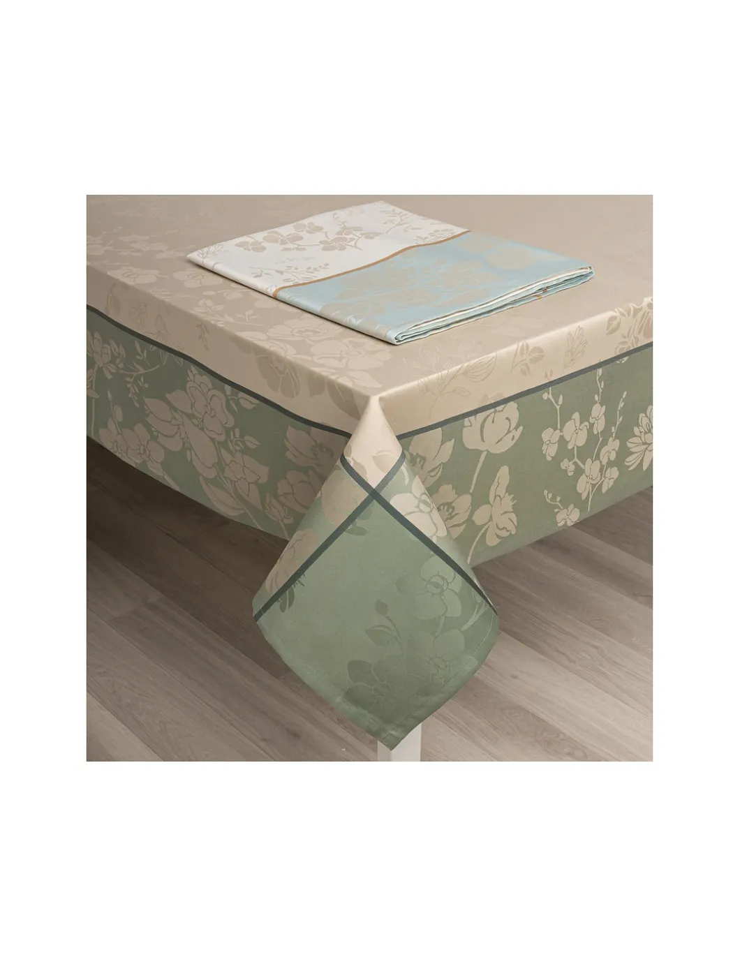 Toalhas de mesa anti nódoas 100% algodão - FRESIA AZUL TURQUESA SUAVE da Fateba