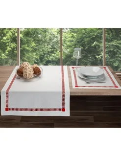 50x150 cm - Caminho de mesa 100% linho - Bordados da Lixa