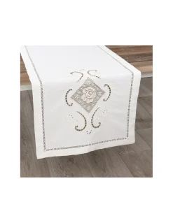 50x180 cm - Caminho de mesa linho - Bordados da Lixa