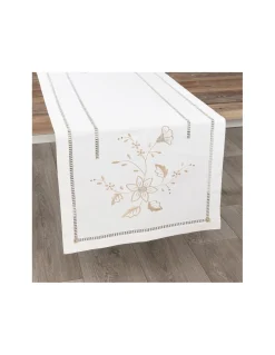 50x180 cm - Caminho de mesa linho - Bordados da Lixa