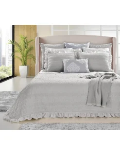 200X260 CM - COLCHA DE VERÃO COM FOLHOS - COLCHA NINHO DE ABELHA- COLCHA DE VERÃO COR CINZA