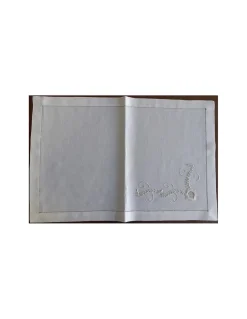 52x37 cm - Individuais de mesa 100% linho bordado a mão - bordados da lixa