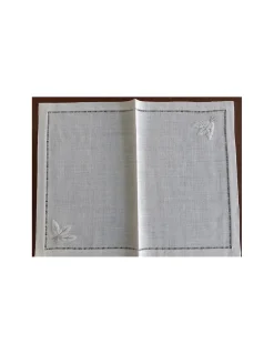 52x37 cm - Individuais de mesa 100% linho bordado a mão - bordados da lixa