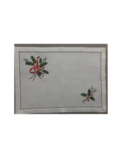 52x37 cm - Individuais de mesa 100% linho bordado a mão - bordados da lixa