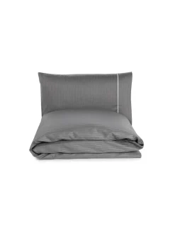 280x240 cm - Jogo saco de edredão cetim 300 fios Cinzento - Riscas Jacquard