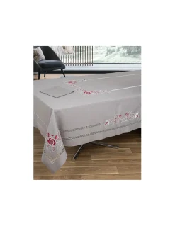 180x360 cm - Toalha de mesa 100% linho bordada a mão