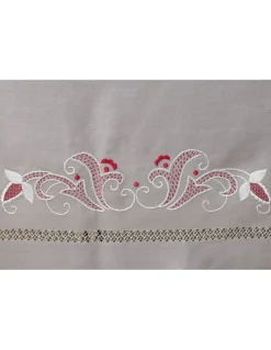 180x360 cm - Toalha de mesa 100% linho bordada a mão