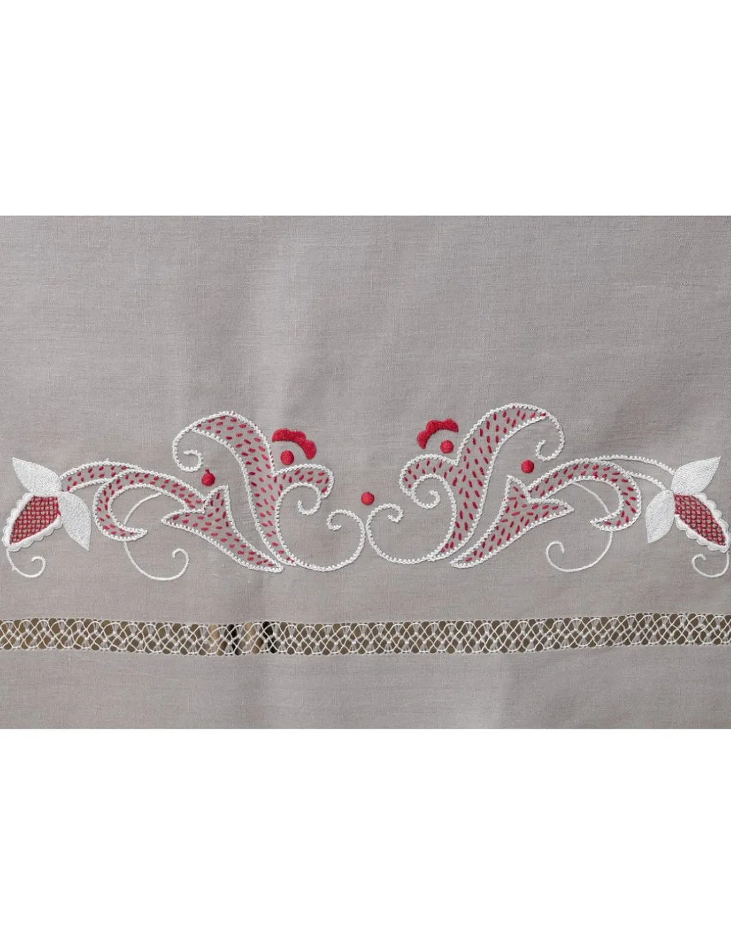 180x360 cm - Toalha de mesa 100% linho bordada a mão