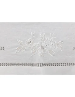 180x360 cm - Toalha de mesa 100% linho bordada a mão