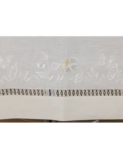 180x305 cm - Toalha de mesa 100% linho bordada a mão