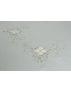 180x275 cm - Toalha de mesa 100% linho bordada a mão + 12 guardanapos 50x50 cm