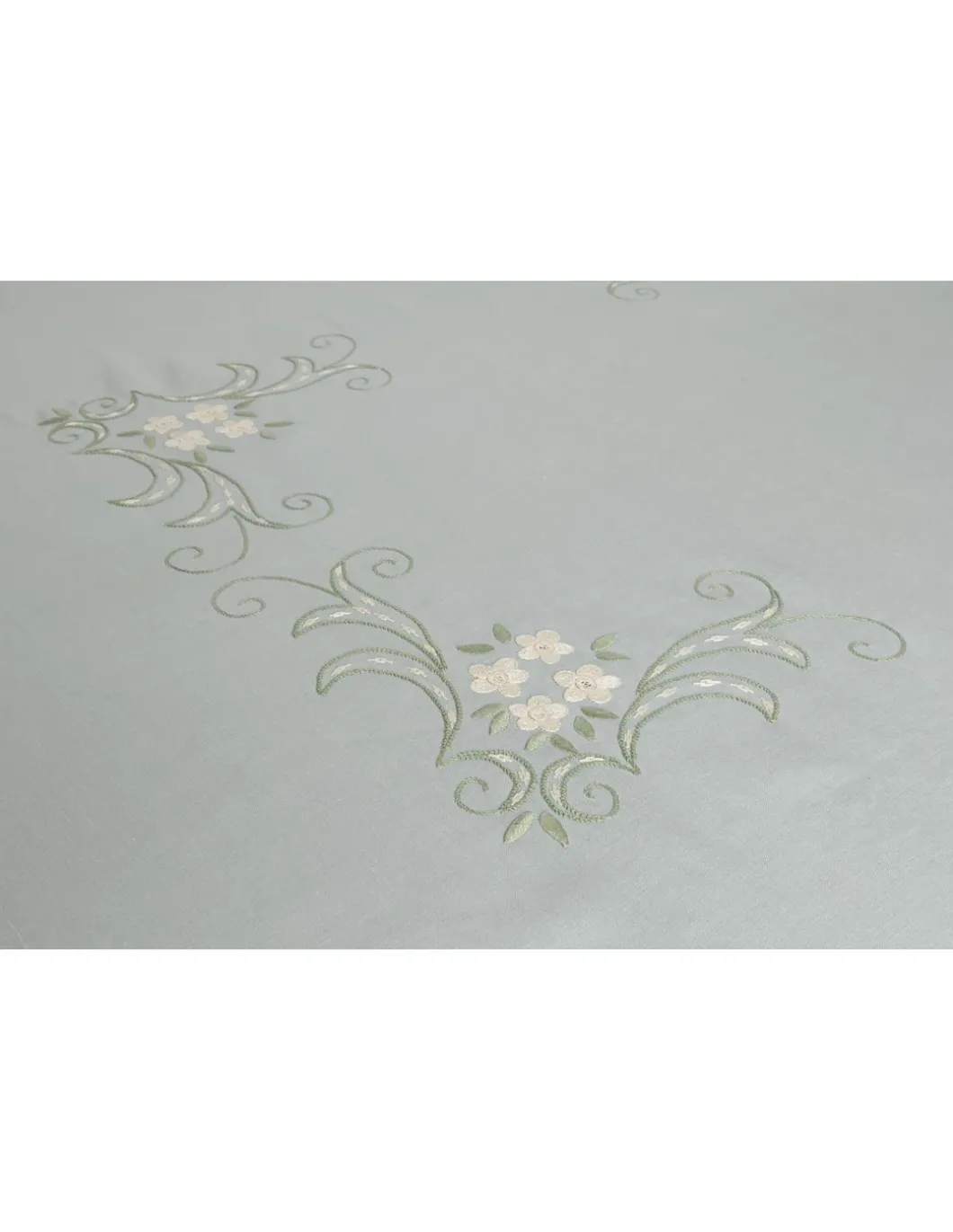 180x275 cm - Toalha de mesa 100% linho bordada a mão + 12 guardanapos 50x50 cm