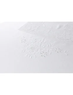 180x350 cm - Toalha de mesa de linho bordada C/ crochê a mão