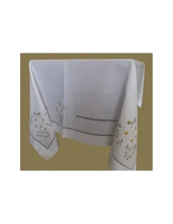 175X380 CM - Toalha de mesa de linho bordada a mão - bordados da lixa