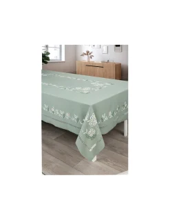 180x280 cm - Toalha de mesa de linho bordada a mão + 8 guardanapos