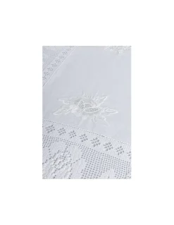 170x270 cm - Toalha de mesa de linho bordada C/ crochê a mão
