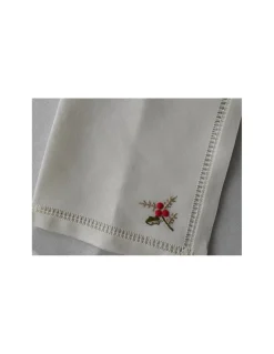 180x350 cm - Toalha de mesa de linho bordada a mão - Toalha de mesa de natal - Bordados da Lixa