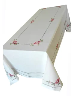 175x350 cm Toalha de mesa de linho bordada a mão - bordados da lixa - Toalha Creative Azevinho