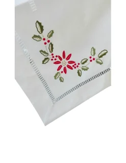 175x350 cm Toalha de mesa de linho bordada a mão - bordados da lixa - Toalha Creative Azevinho