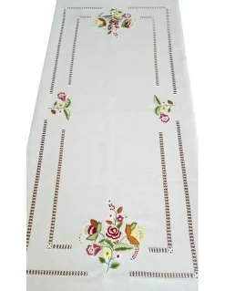 175x275 cm Toalha de mesa de linho bordada a mão - bordados da lixa - Toalha Creative Floral