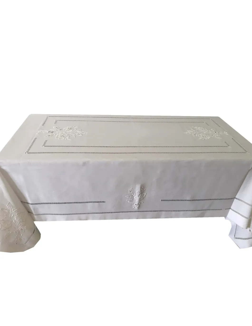 175x275 cm Toalha de mesa de linho bordada a mão - bordados da lixa - Toalha Creative Bouquet