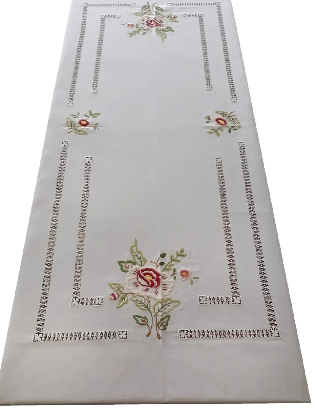 175x275 cm Toalha de mesa de linho bordada a mão - bordados da lixa - Toalha Creative Floral II