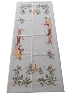 175x275 cm Toalha de mesa de linho bordada a mão -  bordados da lixa - Creative Navidad / Natal