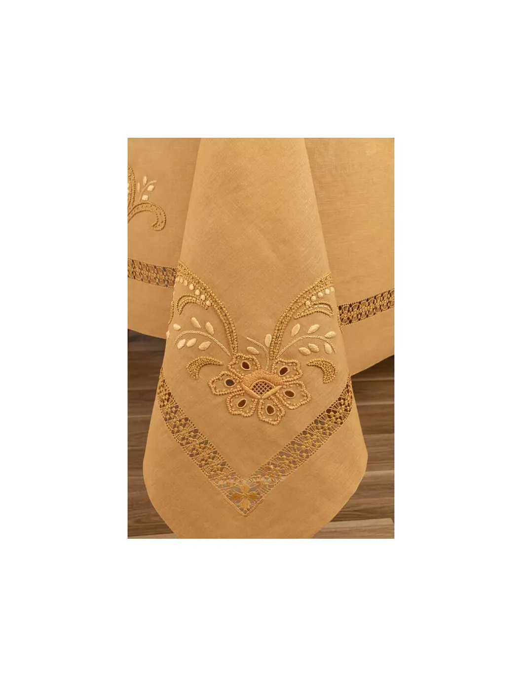 175x350 Toalha de mesa 100% linho bordada a mão + 12 guardanapos 50x50 cm