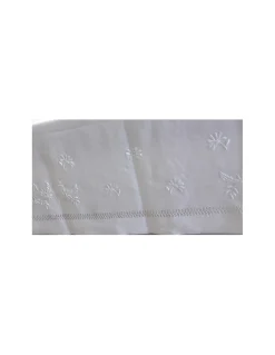 170x270 Toalha de mesa de linho bordada a mão - Bainha de linhas G. Seda