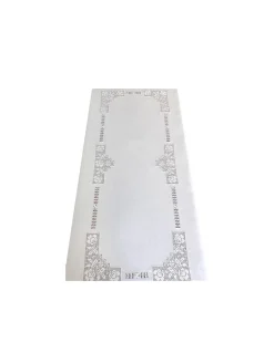 170x270 Toalha de mesa de linho bordada a mão - Ponto de crivo a mão