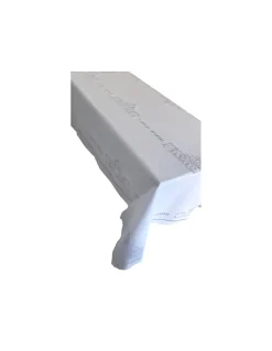 170x270 Toalha de mesa de linho bordada a mão - Ponto de crivo a mão