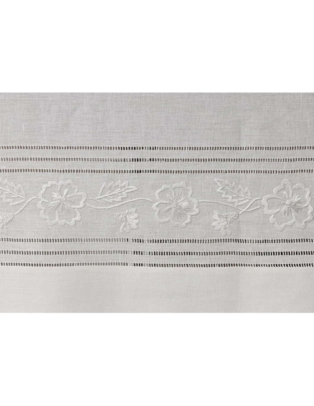 180x360 Toalha de mesa de linho bordada a mão - 6 bainhas ajour