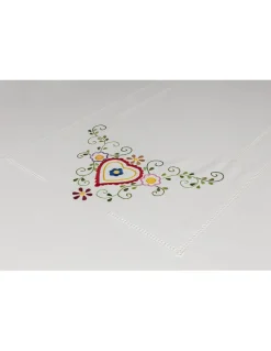 175x275 Toalha de mesa de linho bordada a mão - Namorados