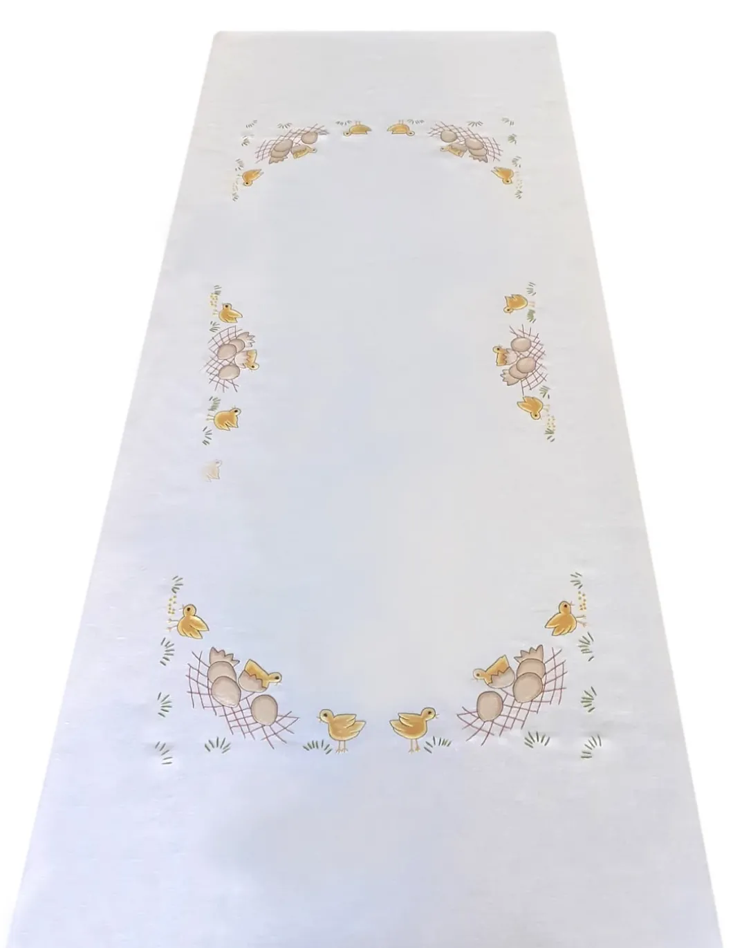 170x270 Toalha de mesa de linho bordada a mão - Bainha de linhas G.